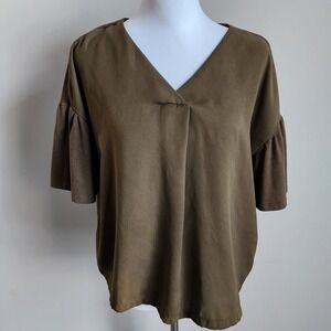 Earth Music & Ecology Shirt Womens One-Size Khaki Japan Designer Chocolate Brown